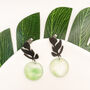 Transparent Light Green Silver Leaf Statement Earrings, thumbnail 4 of 12