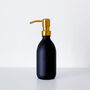 Matt Black Glass Bottle With Brass Gold Metal Pump, thumbnail 5 of 8