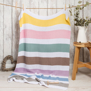 Summer Rainbow Blanket Beginners Knitting Kit, 2 of 8