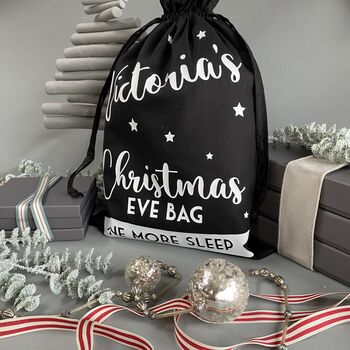 Personalised Christmas Eve Bag Natural With Red, 8 of 9