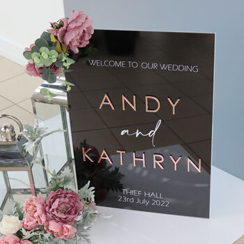 Welcome To Our Wedding Black Acrylic Sign, 3 of 7