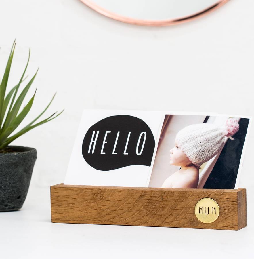 personalised oak and brass jewellery stand by the forest & co