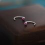 2mm Ruby Pink Cz Huggie Hoop Earrings, thumbnail 1 of 10