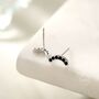 Sterling Silver Black Cz Curved Bar Tiny Stud Earrings, thumbnail 4 of 12