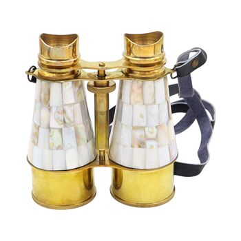 Personalised Mother Of Pearl Binoculars With White Leather Case, 7 of 12