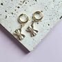 Farfalle Pasta Huggie Hoop Earrings Gold Plated, thumbnail 2 of 5