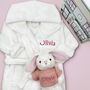 Personalised Baby Girl Bunny And Bathrobe Hamper, thumbnail 2 of 7