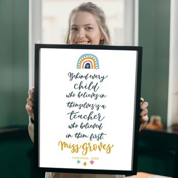 Behind Every Child Print Personalised Teacher Gift, 9 of 12