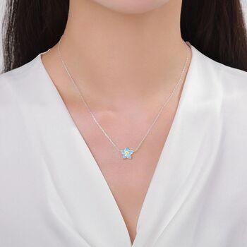 Sterling Silver Forget Me Not Flower Pendant Necklace, 7 of 12