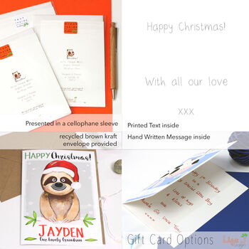 Personalised Sloth Relation Christmas Card, 10 of 10