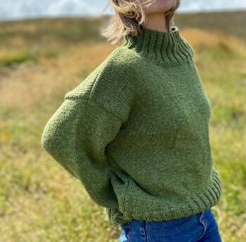 The Coco Wool And Organic Cotton Sweater In Olive Green, 2 of 4
