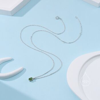 Genuine Green Jade Oval Necklace In Sterling Silver, 2 of 11