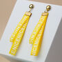 Colourful Ribbon Dangle Black Red Yellow White Lightweight Stud Earrings, thumbnail 5 of 6