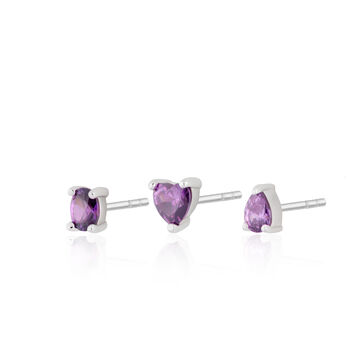 Violet Set Of Three Stud Earrings, 4 of 6