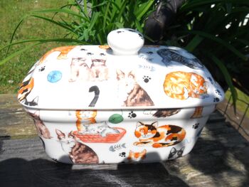 Lidded Butterdish In Cats And Kittens Design, 2 of 7