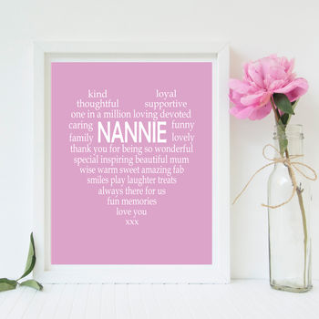 Nan / Nanna / Nannie / Nanny Personalised Heart Print, 3 of 4