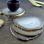 Natural Gold Plated Agate Coasters Set Of Two, thumbnail 1 of 3