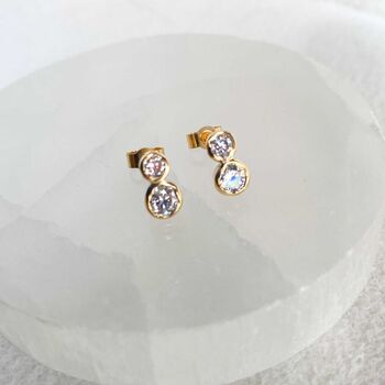 Double Diamond Stud Earrings, 3 of 5