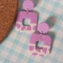 Pastel Textured Cow Print Earrings, thumbnail 5 of 5