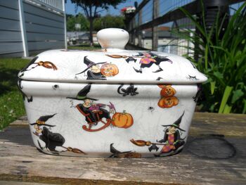 Lidded Butterdish In Hubble Bubble Witches Design, 6 of 7