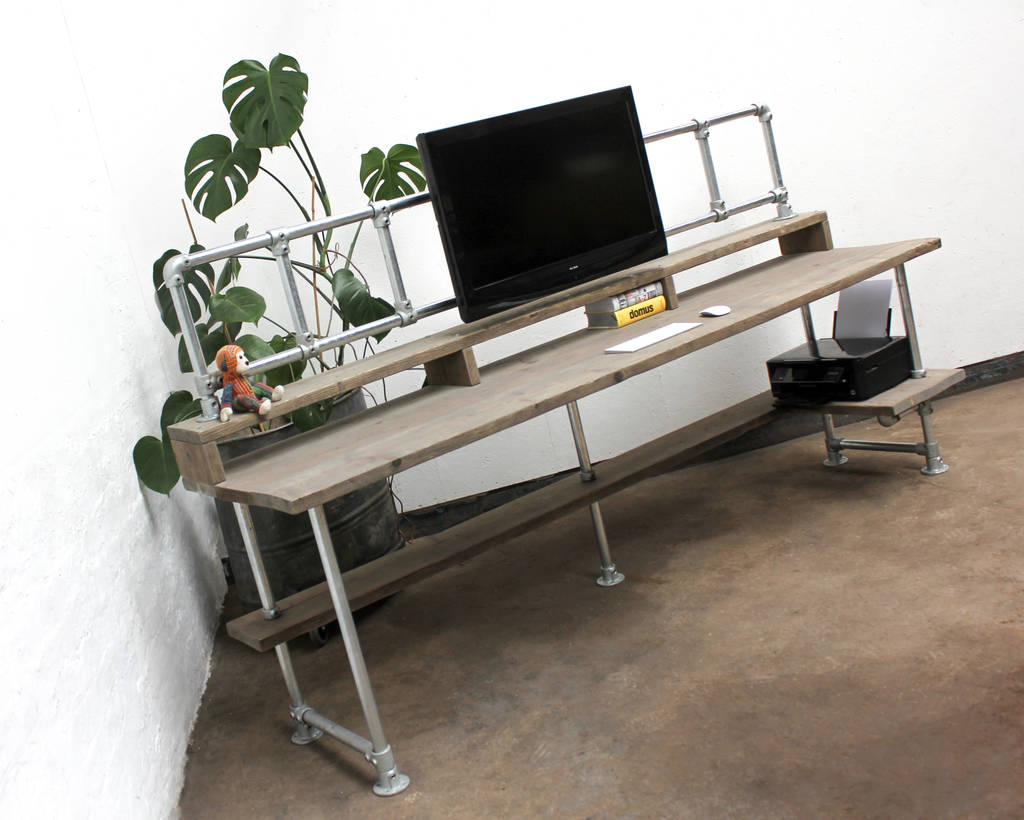 Ethan Scaffolding Board Desk With Monitor Mount Rails, 1 of 8