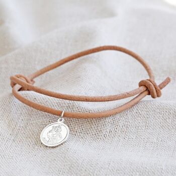 Personalised Engraved St Christopher Leather Bracelet, 8 of 12