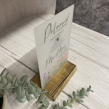 Floral Personalised Wedding Camera Sign Opaque, 3 of 6