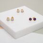 Barcelona Gold Plated Birthstone Stud Earrings, thumbnail 4 of 6