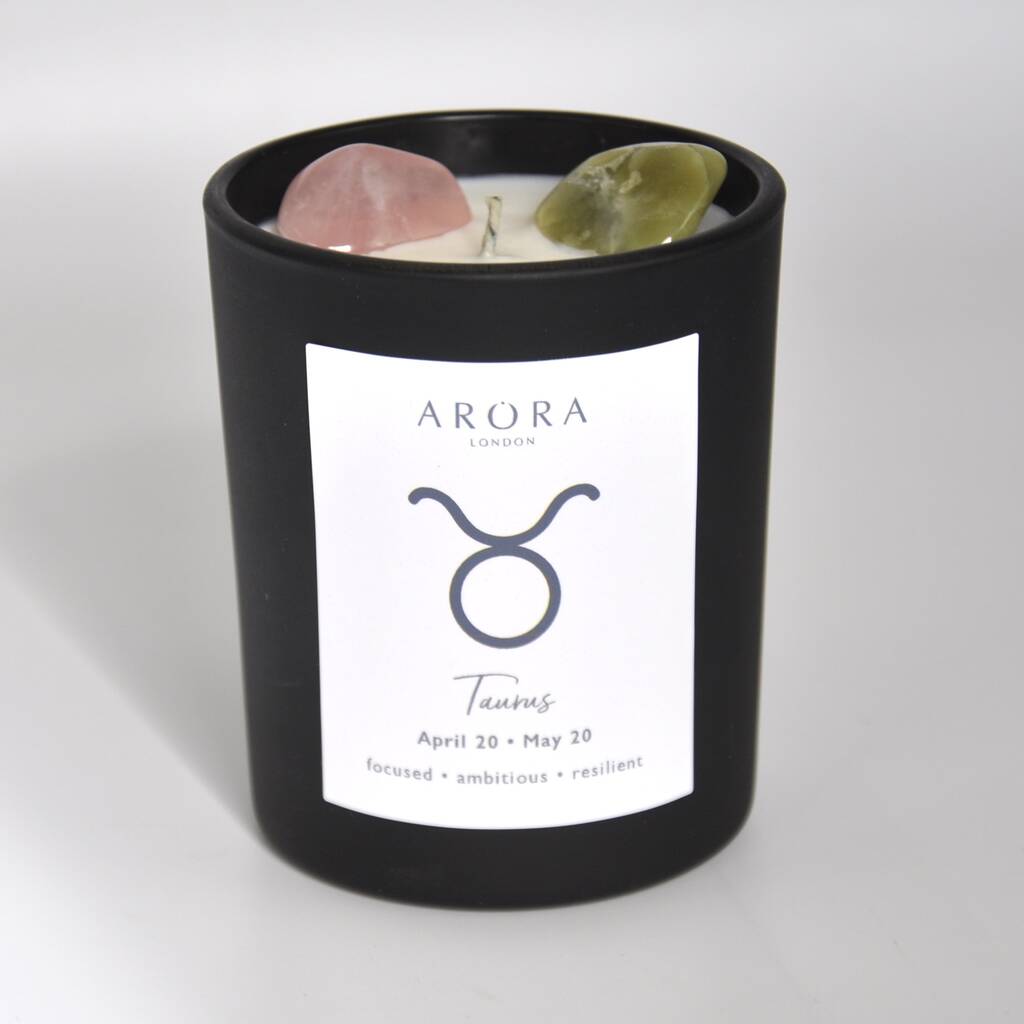 Taurus Zodiac Crystal Candle Gift By Arora London