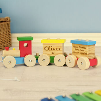 Personalised Name Star Wooden Toy Train, 6 of 9