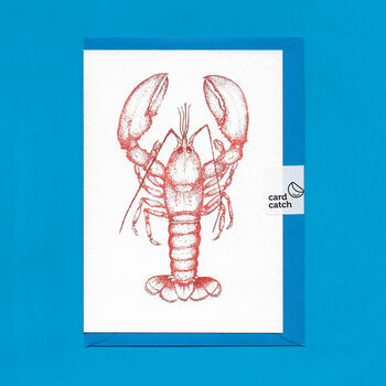 Hand Drawn Red Lobster Illustrated Blank Greeting Card, 5 of 11