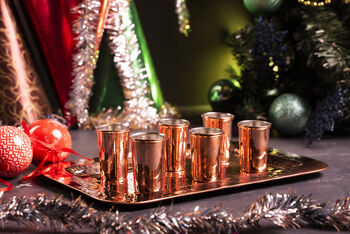 Copper Tray And Set Of Six Of Shot Glasses Set, 8 of 9