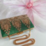 Amarna | Green Antique Gold Dabka Zardozi Clutch, thumbnail 5 of 8