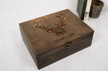 Stag Personalised Cufflink And Watch Box, 8 of 8