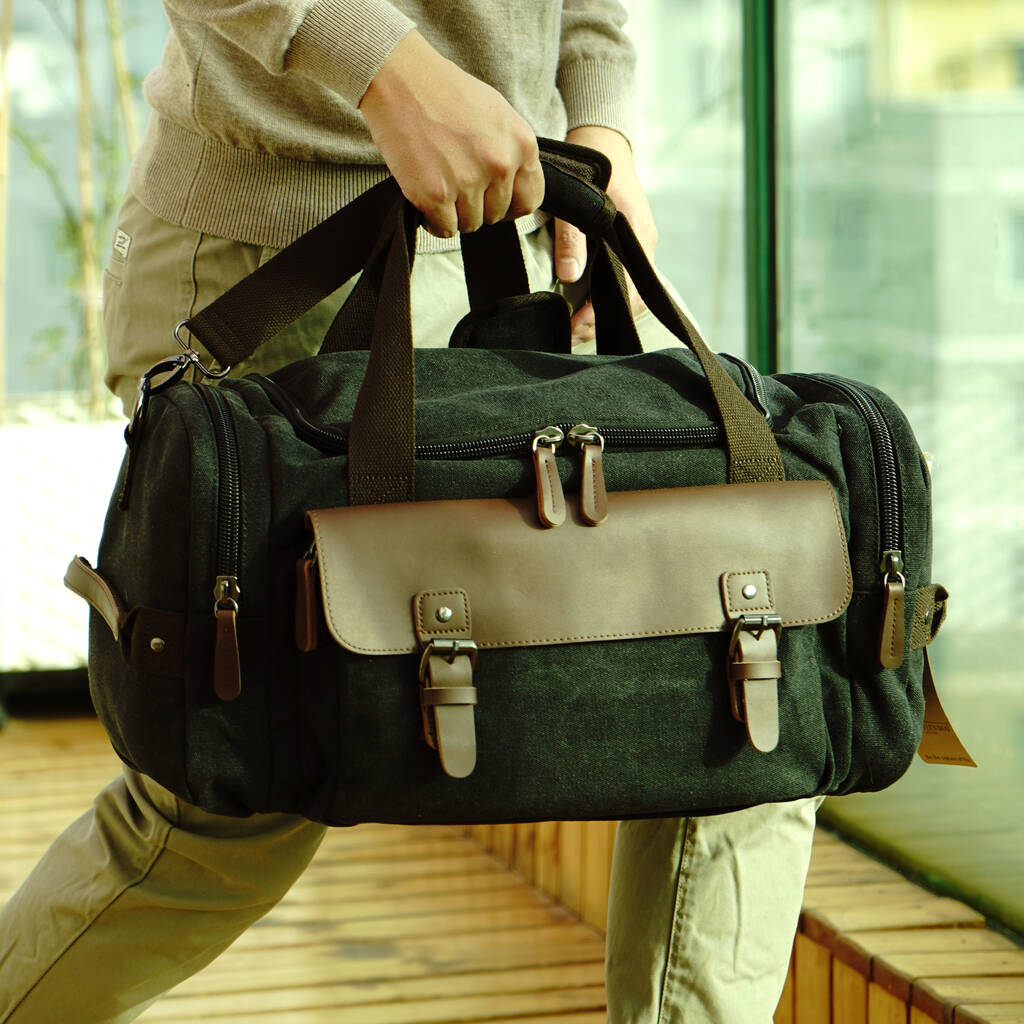 Large Canvas Holdall With Front Pocket By EAZO