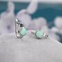 Sterling Silver Green Opal Huggie Hoop Earrings, thumbnail 3 of 11