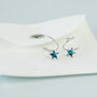 Sterling Silver Blue Star Spiral Hoop Earrings, thumbnail 4 of 4