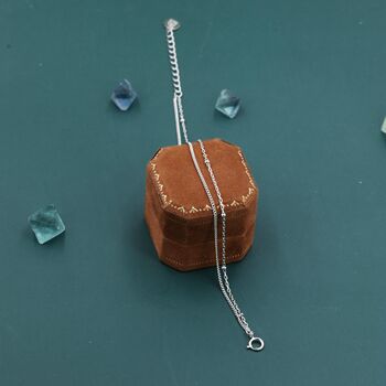 Sterling Silver Minimalist Double Layer Satellite Chain Bracelet, 4 of 12