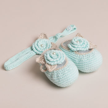 Baby Girl Shoes Headband Set With Pearl Details, 2 of 8