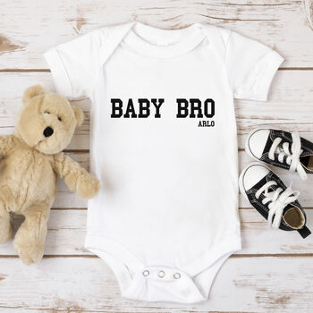 White Organic Personalised Baby Bro Vest, 3 of 3