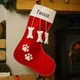 Personalised Dog Paw Bones Doggy Christmas Stocking, thumbnail 1 of 8