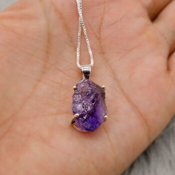 Raw Amethyst Chain Pendant Necklace, 12 of 12