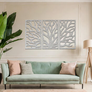 Elegant Metal Tree Of Life Triptych Wall Art Panel Set For Living Room Decor, 9 of 10