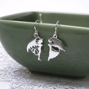 Sterling Silver Devil And Angel Dangly Earrings, 2 of 3