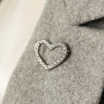 Sparkly Heart Brooch In Gold Or Silver Finish, 2 of 8