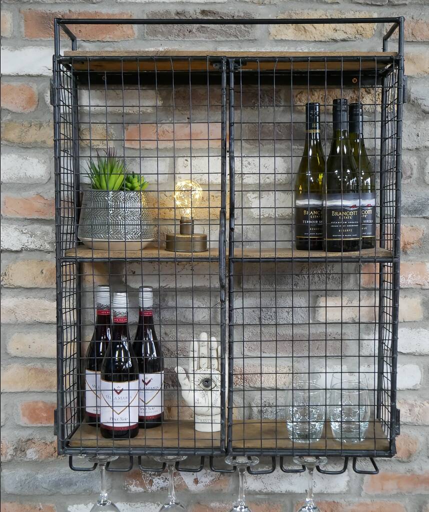 Industrial Wine Bar Wall Cabinet, 1 of 3