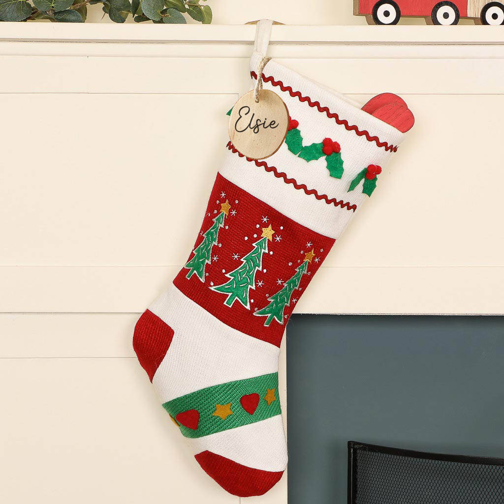 Personalised Traditional Knitted Christmas Stocking By Dibor | notonthehighstreet.com