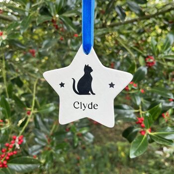 Personalised Cat Christmas Hanging Ceramic Star, 3 of 3