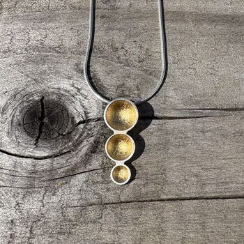 Small Triple Gold Leaf Dome Pendant, 6 of 8