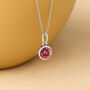 Personalised Sterling Silver October Pink Tourmaline Birthstone Necklace, thumbnail 1 of 12
